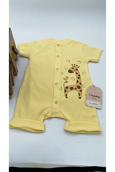 Gleamy Bebe Kids Giraffe Pattern Short Sleeve Shorts Jumpsuit (Zibin) 100% Cotton