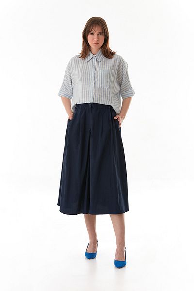Fulla Moda Buttoned Zippered Terycoton Skirt with Elastic Waist