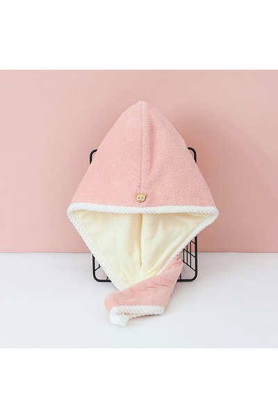 DUTRIEUX منشفة شعر نسائية وردية اللون، قطعة واحدة، لفافة تجفيف الشعر، عمامة سريعة الجفاف من البوليستر، قبعة استحمام، مقاس S