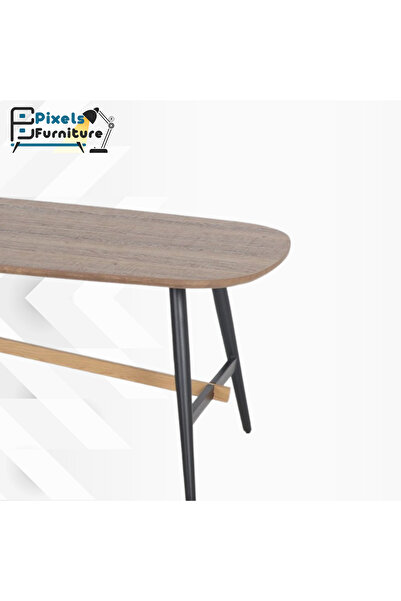 PixelsFurniture Pixel Furniture Rectangular Coffee Table with Wood Top and Metal Ends