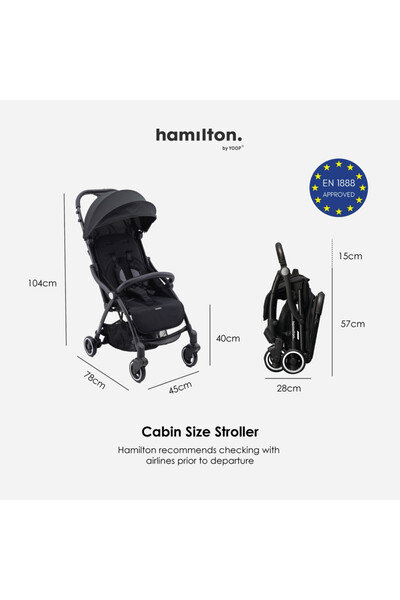 HAMILTON by Yoop Everyday Stroller - Quick Fold & Easy Store in Cabin Overhead Compartments, Kaki
