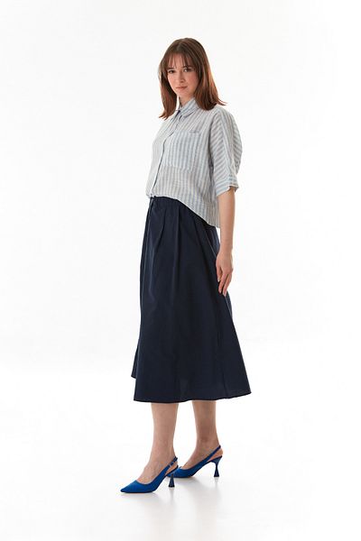 Fulla Moda Buttoned Zippered Terycoton Skirt with Elastic Waist