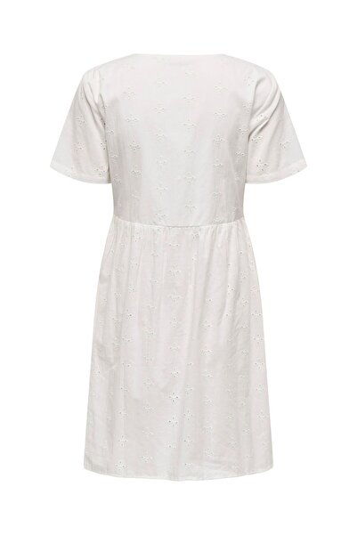 JDY Kleid Normal geschnitten V-Ausschnitt Voluminöser Armschnitt Midikleid