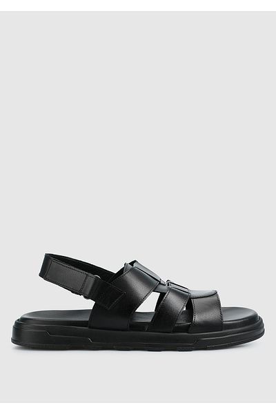Eclipse Black Leather Men's Comfort Sandals