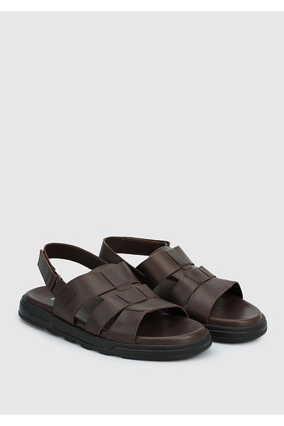 Eclipse Καφέ δερμάτινα ανδρικά πέδιλα Comfort