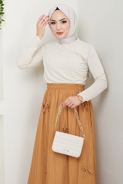 InStyle Спідниця з бантиком і еластичним поясом, колір верблюжий