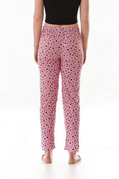 Fulla Moda Partea de jos de pijama cu imprimeu inimă