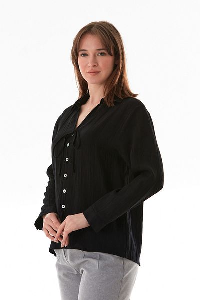 Fulla Moda Cămașă lejeră cu nasturi și cravată în față