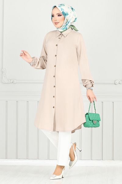 ModaMerve Front Buttoned Tunic 0171Bgs895-M Vision