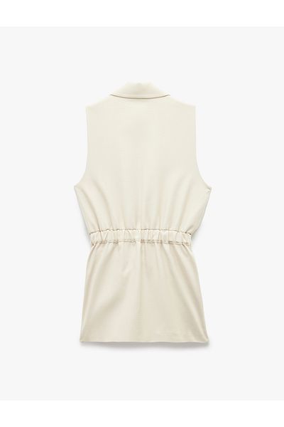 Koton Lined Double Breasted Sleeveless Belted Long Blazer Vest
