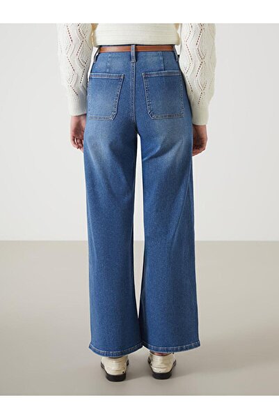 LC Waikiki Beli Kemerli Wideleg Kadın Jean Pantolon (S5)