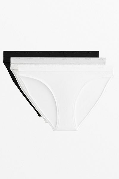 Oysho 3 cotton blend classic briefs with logo