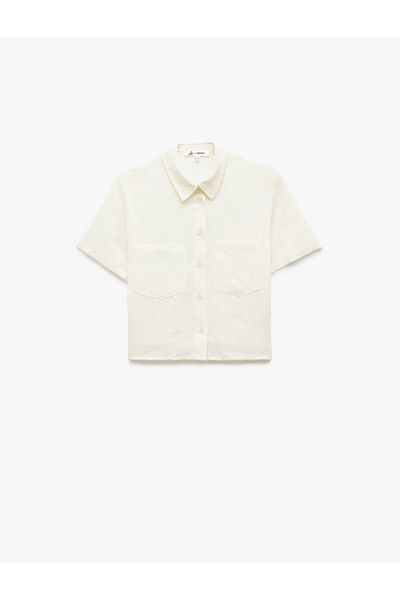 Koton Short Sleeve Classic Collar Pocket Detailed Buttoned Linen Blend Shirt
