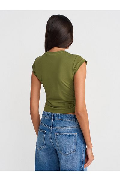Dilvin 30899 Top-Light Khaki with Shirring Detail on the Sides