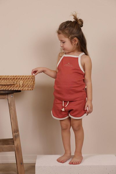 OhlalaKoala Dark Orange Strappy Shorts Suit