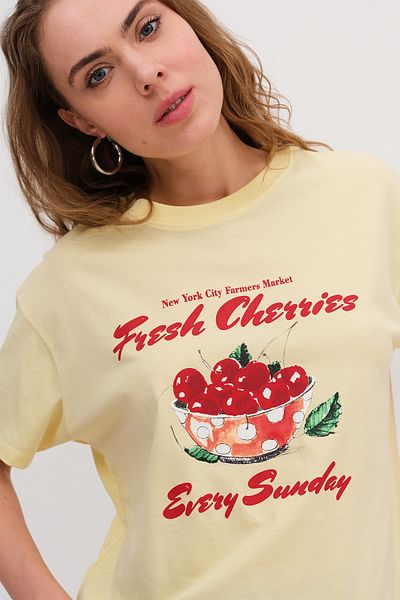 Addax Cherry Printed T-Shirt P10448