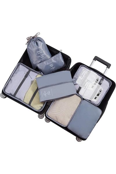 Quasar & Co. Set 8 Huse Organizare Bagaj Cu 2 Gentute Cosmetice,accesorii Troler,gri Antracit