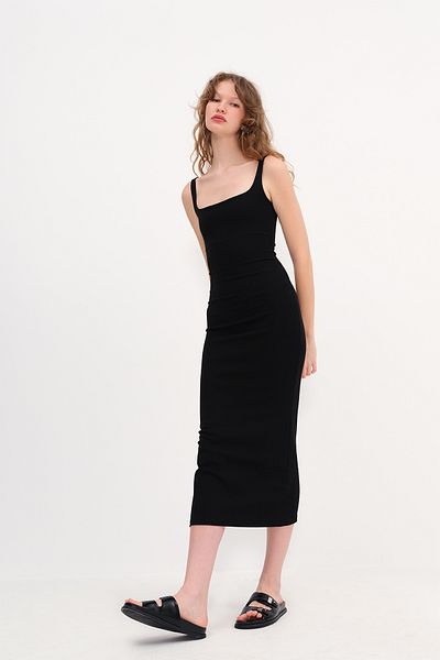 Addax Rochie lungă cu decolteu pătrat E0388
