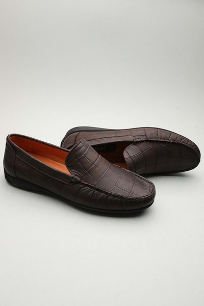 Gondol Men's Genuine Leather Classic Loafer Brown Croco 42 Ttx. 601134