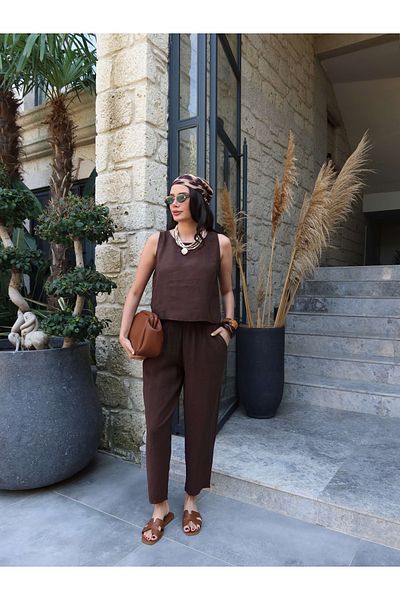 ESRAHELVACI Zero Sleeve Comfortable Blouse Set