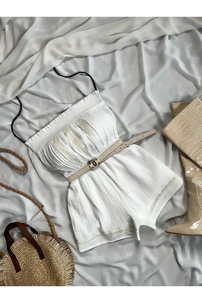 TamSeninTarzin Brandy Strapless Gimped Lace Embroidered Jumpsuit
