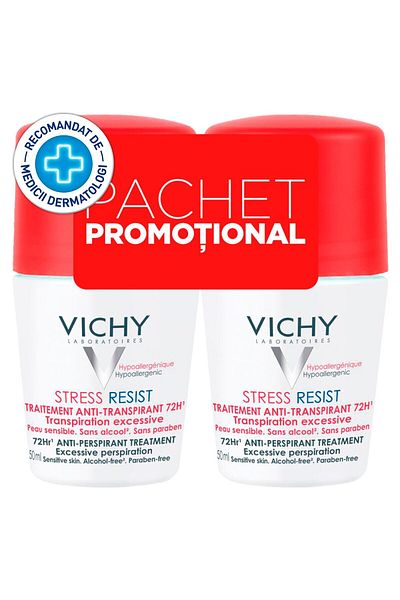 Vichy Set Deodorant roll-on antiperspirant pentru transpiratie excesiva Vichy Stress Resist
