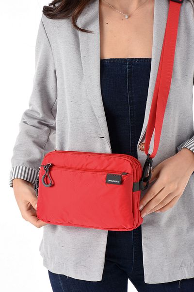 Sanmorris Sn 6012 Women's Shoulder Bag Handbag Water Resistant Parseut Fabric Red