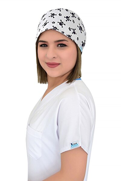 Nur Ortopedi Doktor, Hastane, Hemşire Bonesi Beyaz Kuru Kafa Desenli Cerrahi ...