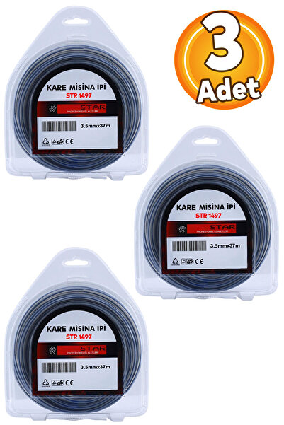 Badem10 (3 ADET) - Kare Motorlu Tırpan Misinası 3.5 Mm 37 Metre Çim Ot Biçme ...