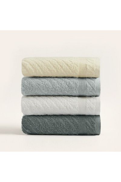Koza Home Set 4 Towels 50x90cm 100% Cotton, Koza cream, gray, ecru, anthracite