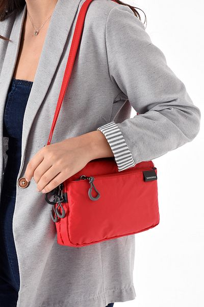 Sanmorris Sn 6012 Women's Shoulder Bag Handbag Water Resistant Parseut Fabric Red