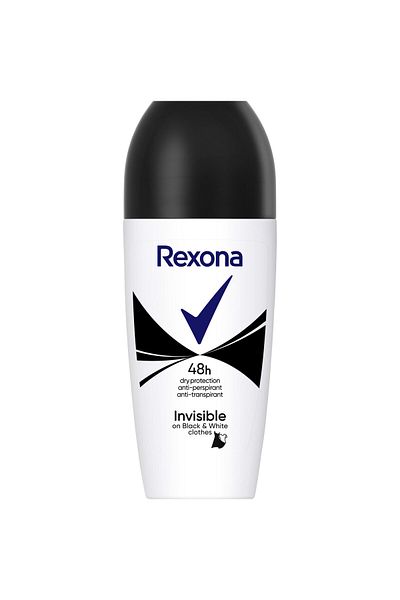 Rexona Deodorant roll-on Invisible on black & white