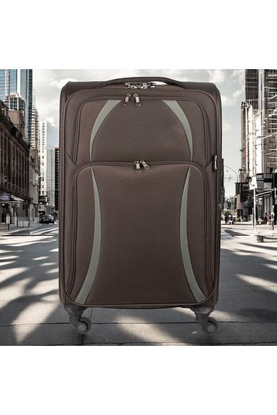 Naimeed Company Small travel trolley, Naimeed D5982, 4 wheels, textile material, combination lock,Brown,35.5x26x52cm