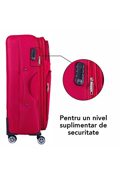 Naimeed Company Small travel trolley, Naimeed D6002, 4 double wheels 360 degrees, textile material, Red, 35x21x58cm