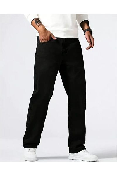 Osyday Men's Black Baggy Loose Fit Trousers