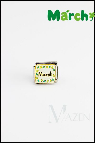 MAZEN "1 Piece Italian Steel Bracelet Charm – March 12 Months |   Moon Themed Bracelet Charm"