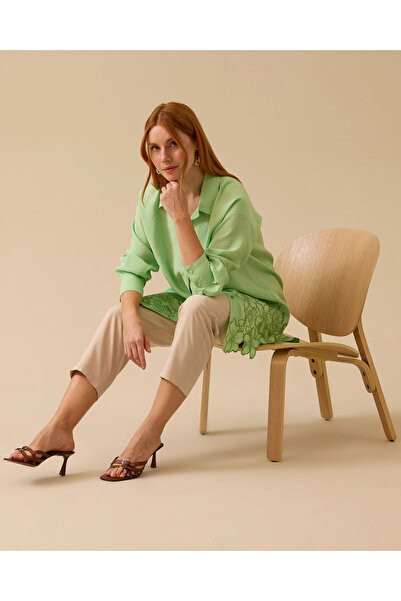 SEÇİLSTORE Nakışlı Düğme Detaylı Uzun Kollu Tunik