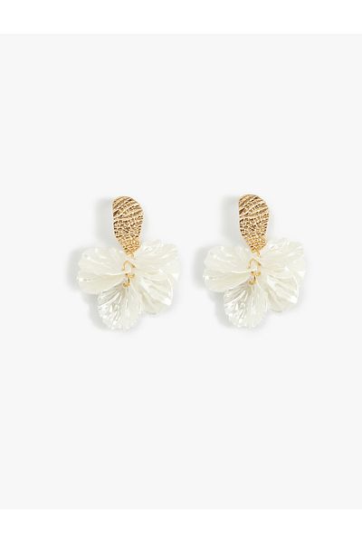 Koton Textured Dangle Flower Earrings