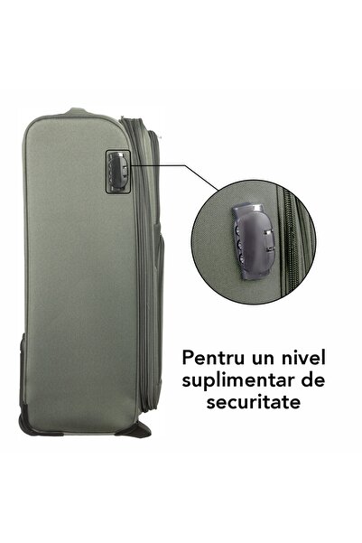 Naimeed Company Troler mic de călătorie, Naimeed D5975, 2 roți, material textil, Kaki, 35.5x26x52cm