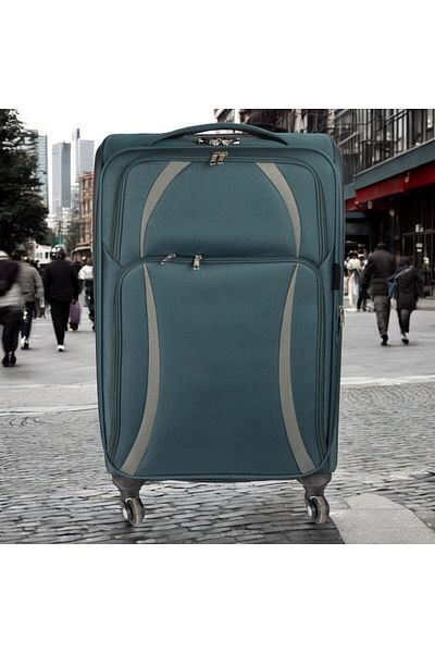 Naimeed Company Small travel trolley, Naimeed D5981, 4 wheels, textile material, combination lock,Green,35.5x26x52cm