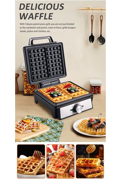 SOKANY Electric waffle maker 2pcs 1600W Non Stick Teflon plates,Adjustable Temperature Control SK-08025