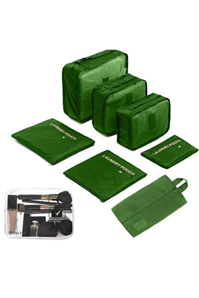 Quasar & Co. Set of 7 luggage organizer covers with cosmetic bag, Quasar & Co.®, suitcase/trolley accessories, green