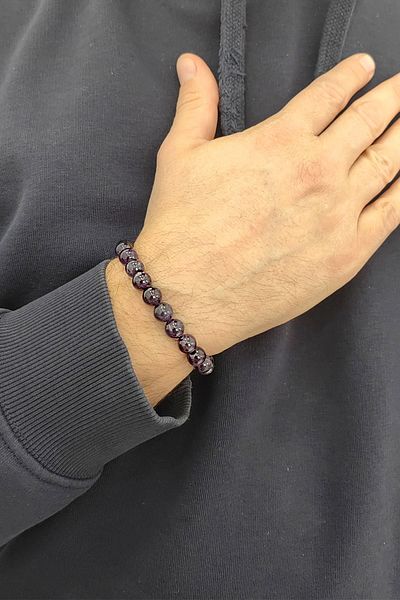 Chavin Real Natural 8 Mm. Amethyst Stone Elastic Men's Bracelet Ev84