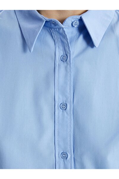 LC Waikiki LCW Modest Mavi Düz Poplin Kadın Gömlek Tunik