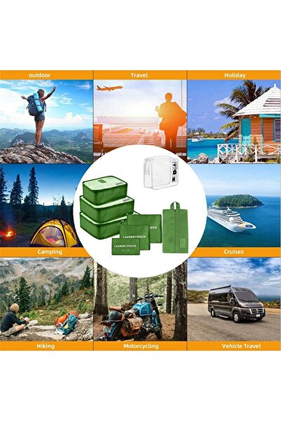 Quasar & Co. Set of 7 luggage organizer covers with cosmetic bag, Quasar & Co.®, suitcase/trolley accessories, green