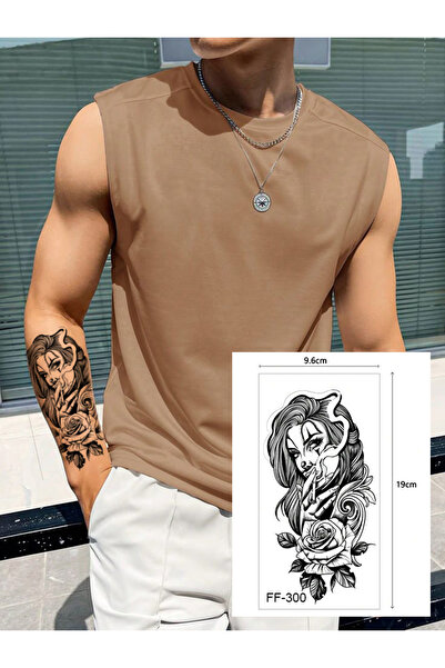 Tattoo Gerçekci Portre ve gül geçici dövme tattoo yapıştırma etiket dövme