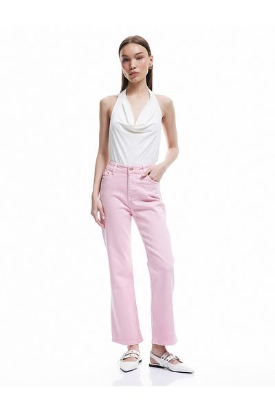 Koton Cotton Buttoned Pocket Slim Fit High Waist Flared Jeans - Flare Jeans