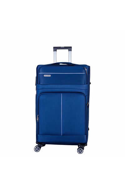 Naimeed Company Troler mic de călătorie, Naimeed D6003, 4 roți duble 360 ​​grade, material textil, Albastru, 35x21x58cm
