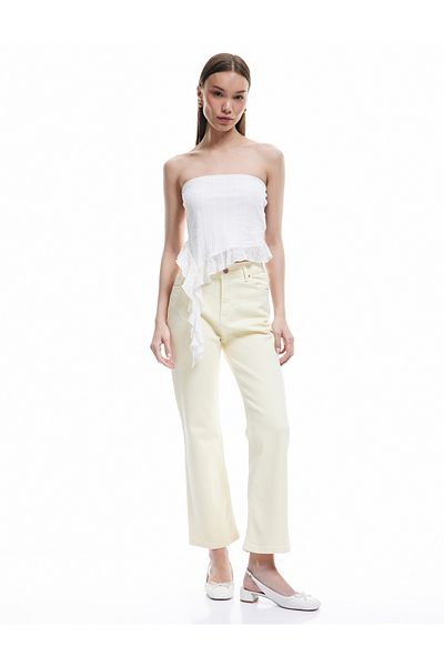 Koton Cotton Buttoned Pocket Slim Fit High Waist Flared Jeans - Flare Jeans