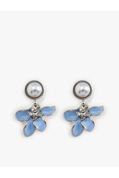 Koton Stone Detailed Dangle Pearl Flower Earrings